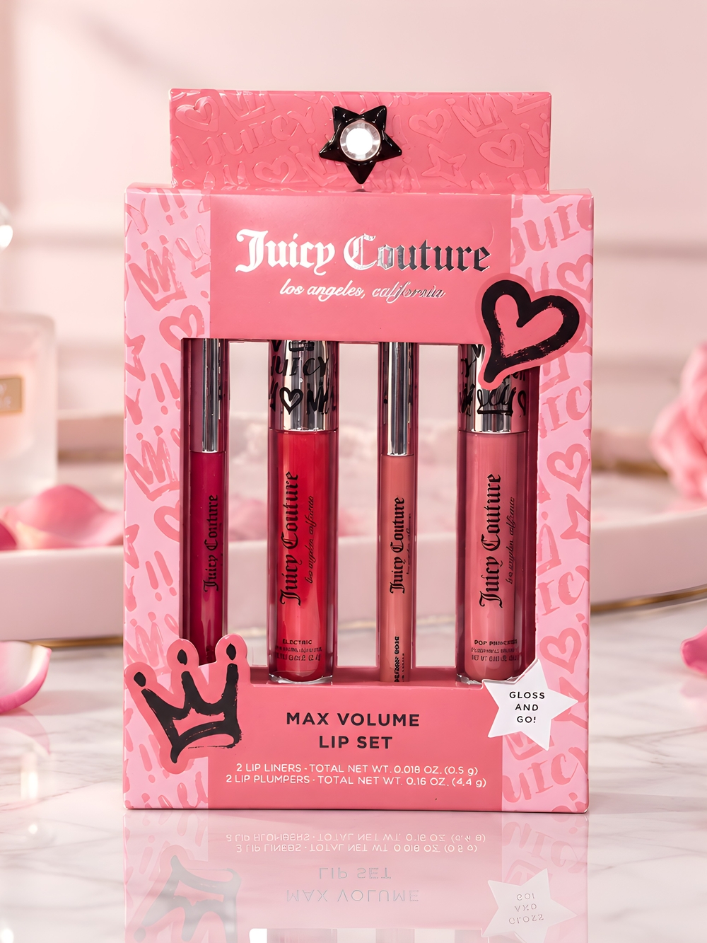 Juicy Couture Lip Gloss & Plumper Set-2 Lip Liners/2 Lip Plumper Glosses